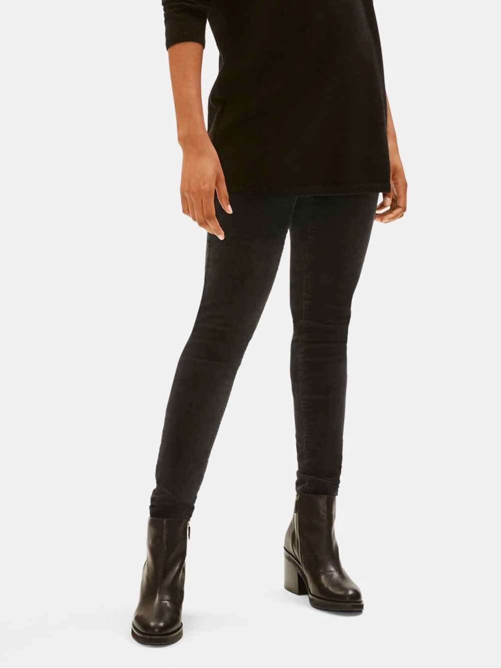 Eileen Fisher Organic Cotton Tencel Corduroy Leggings Black Size Medium